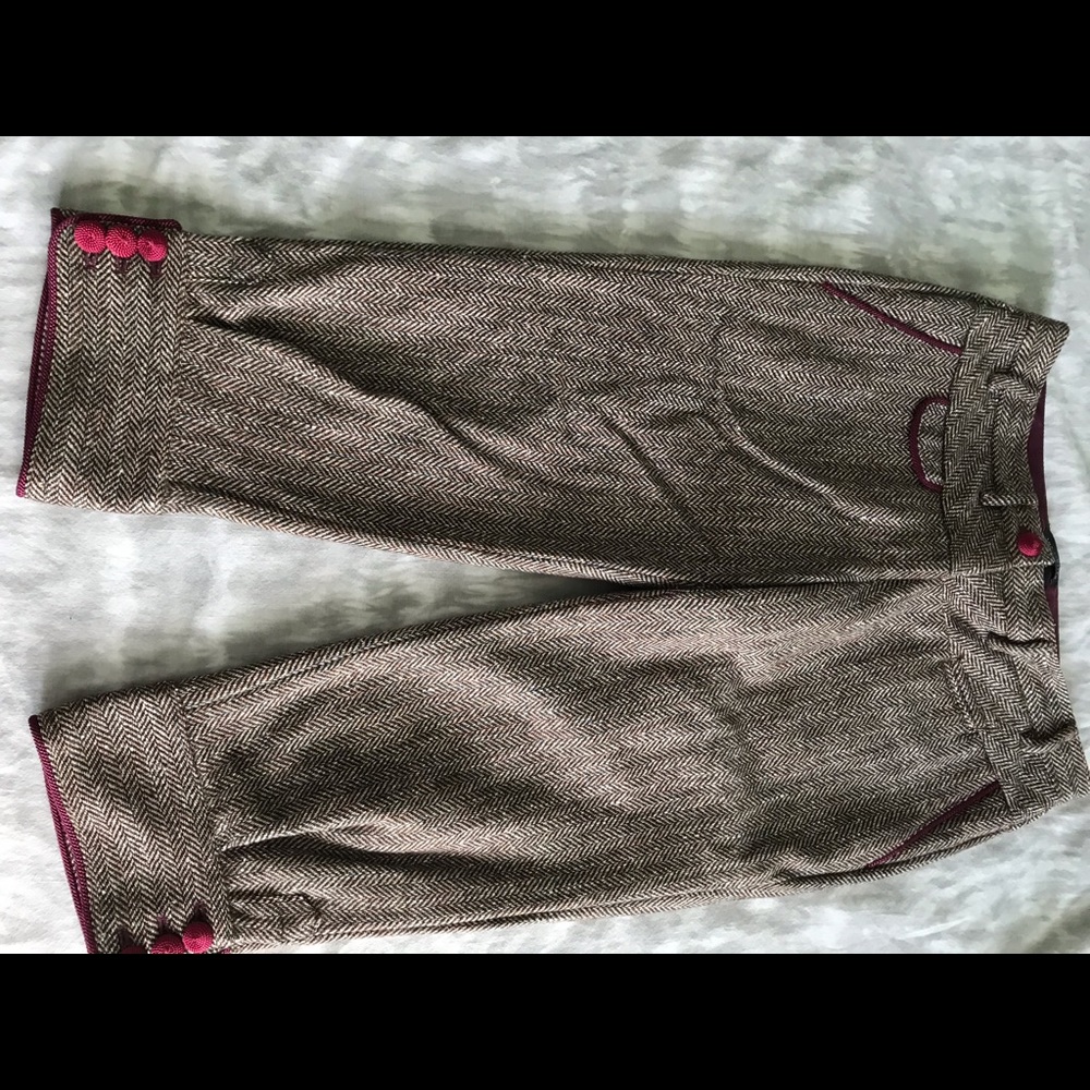 Herringbone print Capri length pants